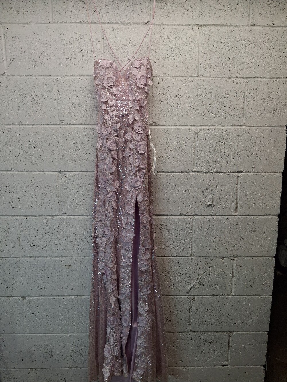 NWOT Jovani Sequin Floral Appliqué Gown in Light Pink - Picture 4 of 13